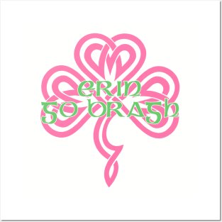 Erin Go Bragh - Knotwork Shamrock (pink) Posters and Art